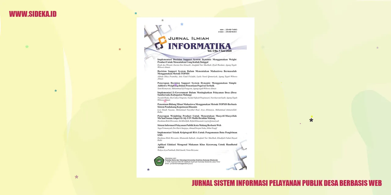 Jurnal Sistem Informasi Pelayanan Publik Desa Berbasis Web
