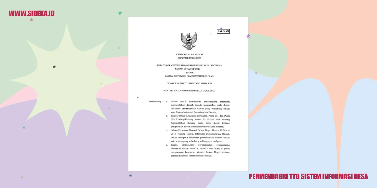 Permendagri ttg Sistem Informasi Desa
